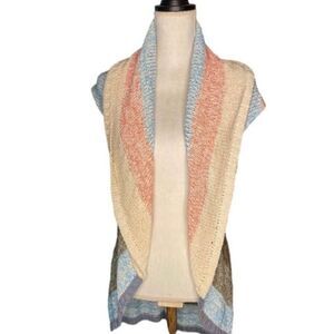 CAbi Line Up Multi Striped Knit Circle Vest Shrug Cardigan Sweater Wm’s Sz Small